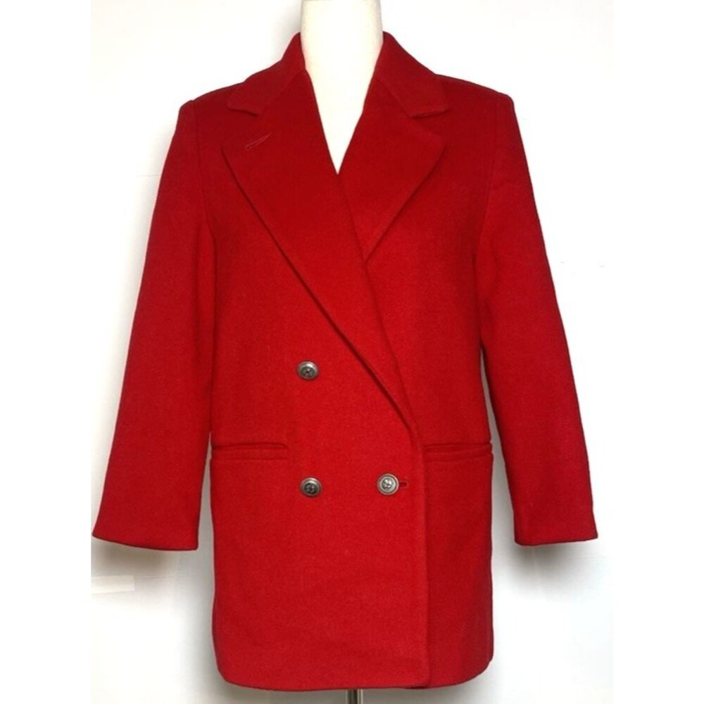 Evan Piccone Petites red 80% wool 20% nylon peacoat Made in USA